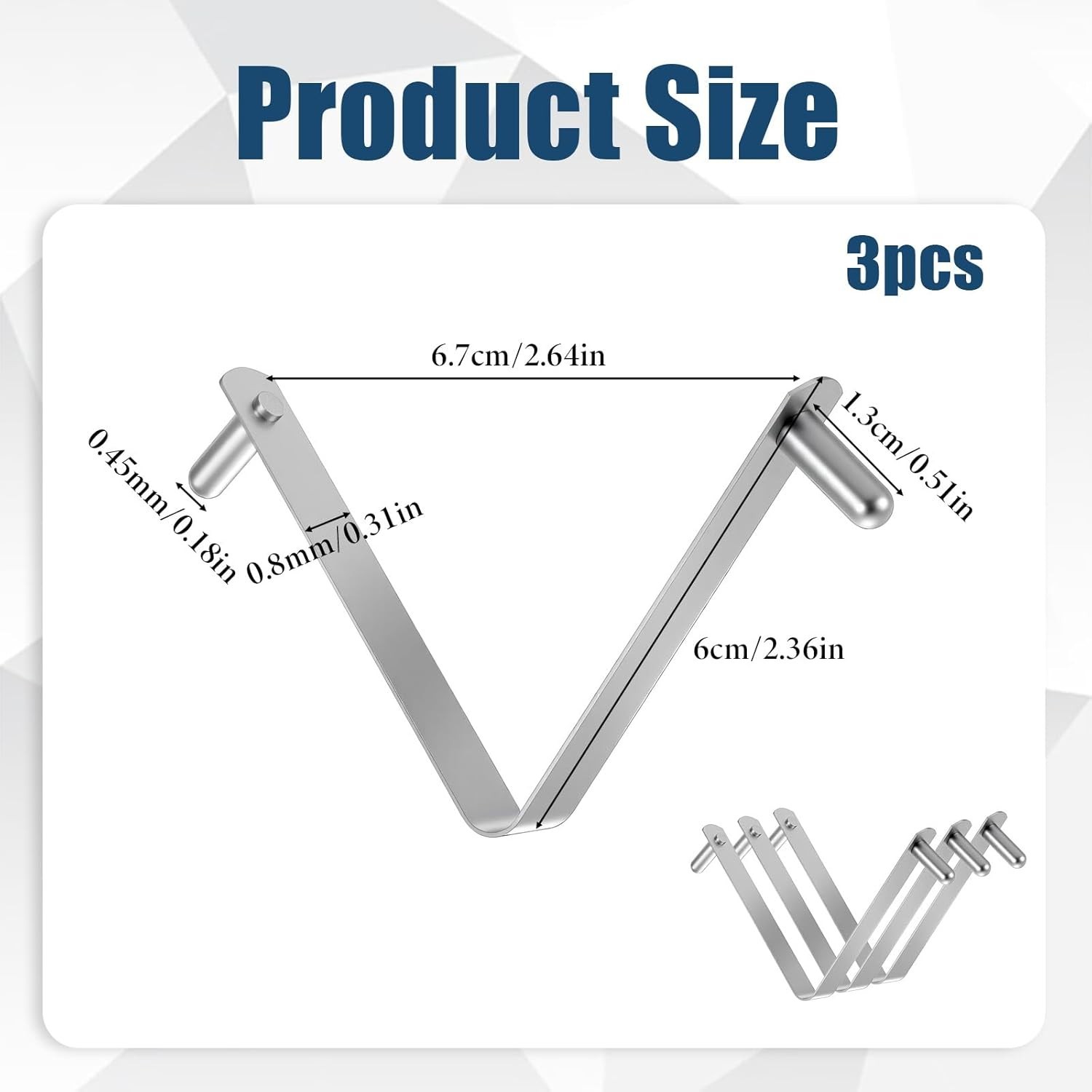 3 Pcs Pool Pole Clips,Stainless Steel Pool Brush Clip Pools Brush V-Shaped Cl…