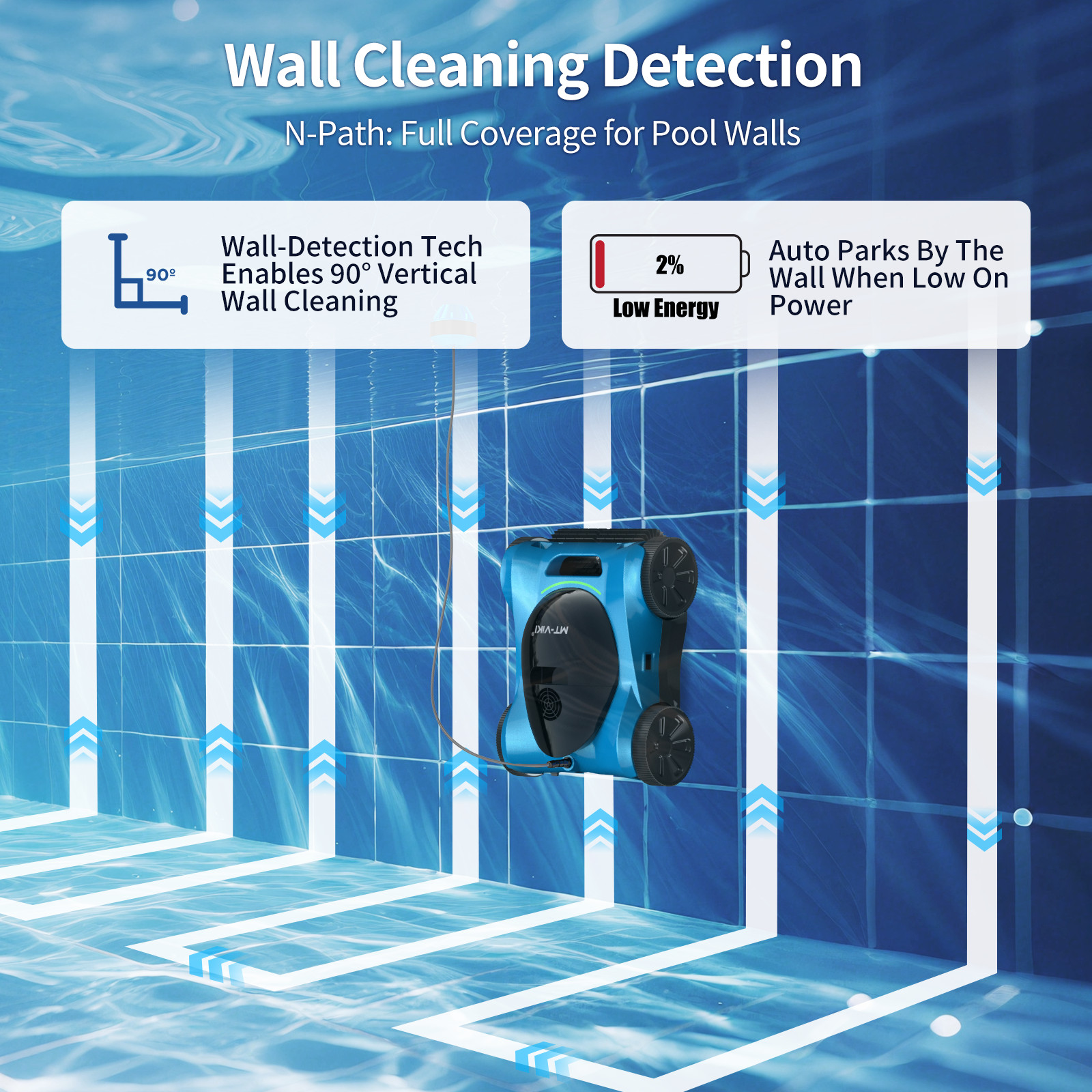 Robotic Pool Cleaner W/ APP Control 8H Battery 300W 5280GPH for Above&In-Ground