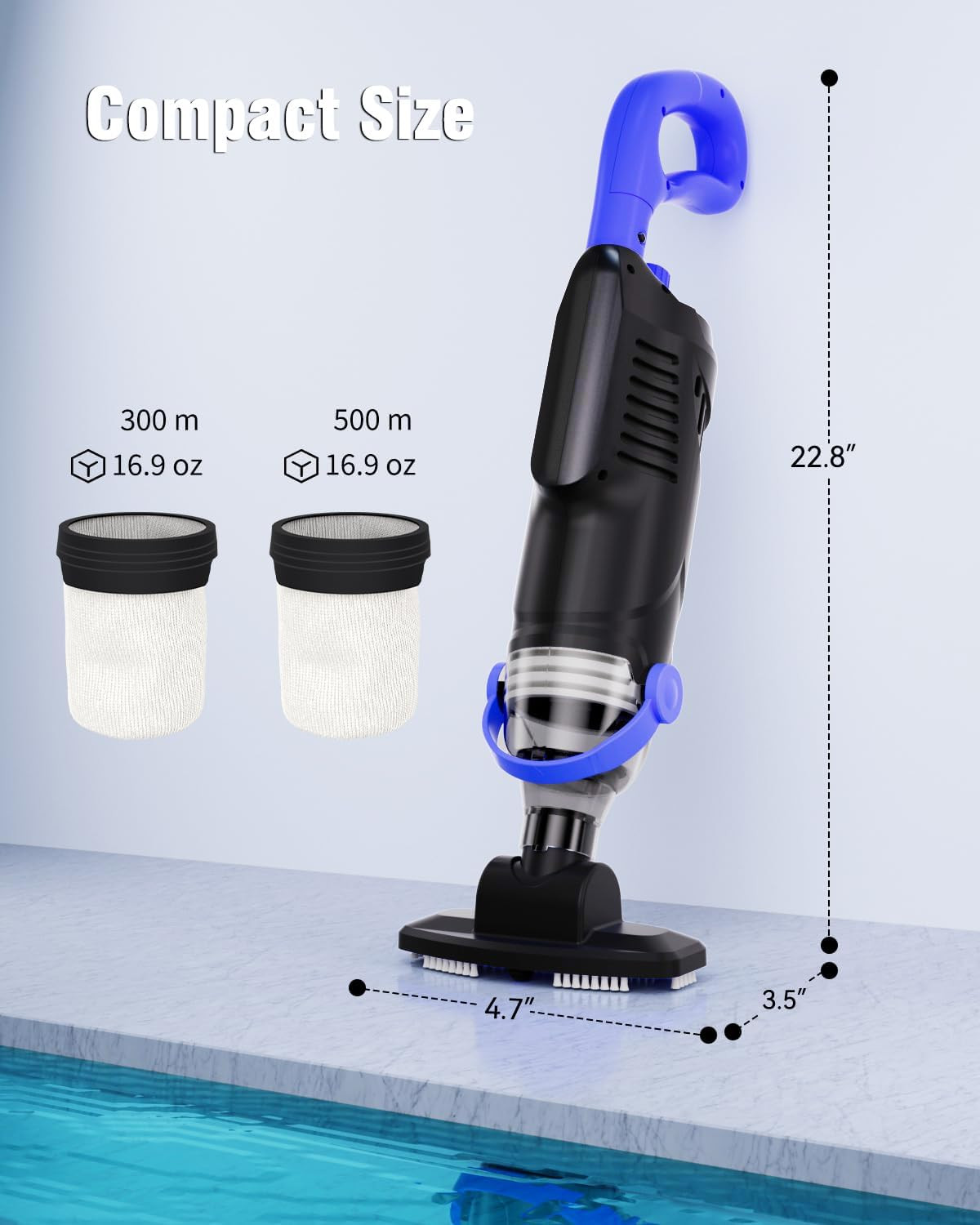 2026 Upgraded Pool Vacuum for above Ground, 18 GPM Powerful Suction Cordless Poo