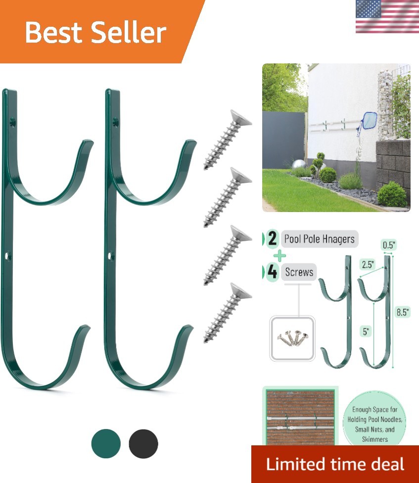 Stylish Green Pool Equipment Hooks – 2 Heavy Duty Hangers for Versatile Use