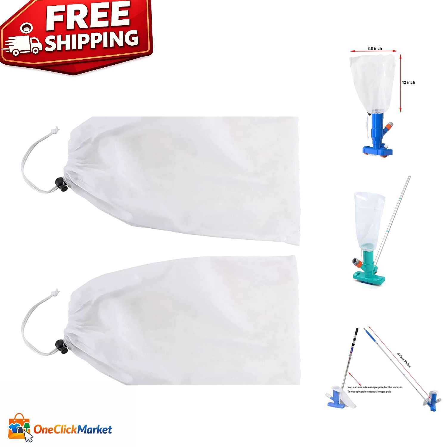 Easy-to-Use Fine Mesh Bags for Pool Spa Jet Vac – 2 Pack for Effective Cleaning