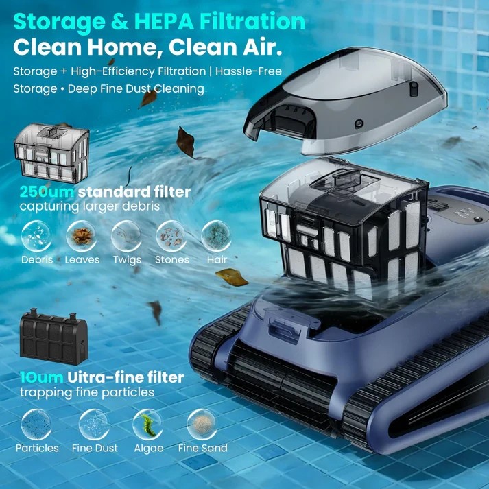 2026 NEW Seauto Cordless Robotic Pool Vacuum Cleaner Wall- Waterline Clean