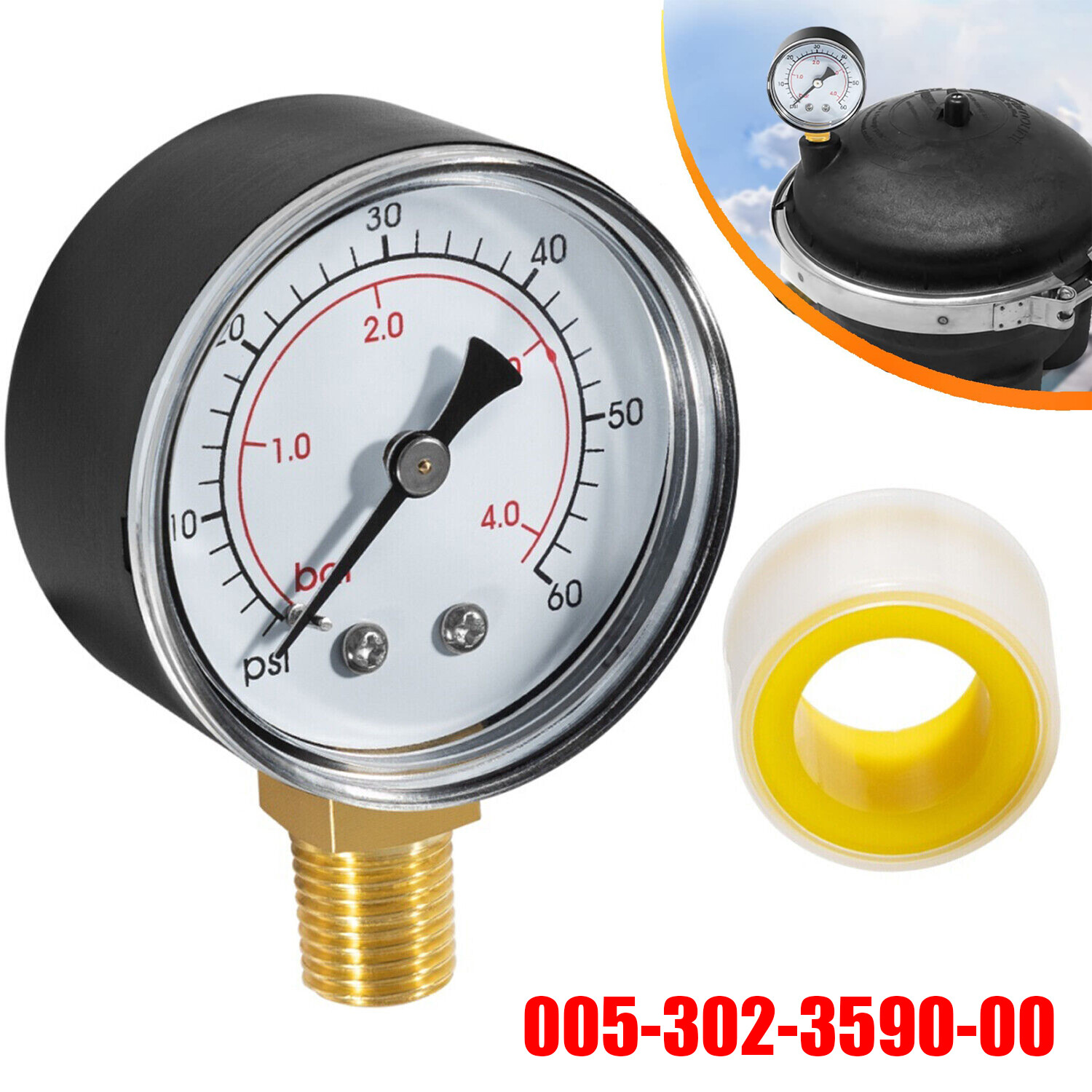 005-302-3590-00 Pressure Gauge for Paramount All Cleaning Valves, Caretaker