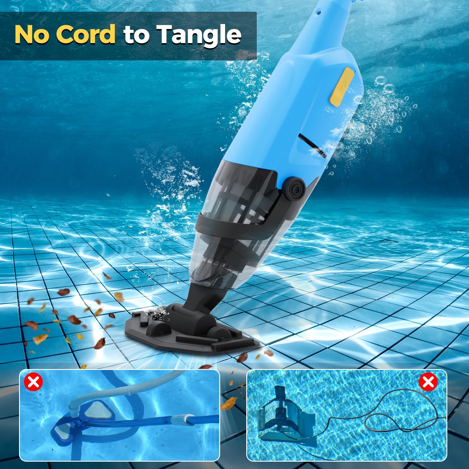 Handheld Pool Vacuum Cleaner for Above & In-ground Pool with a Telescopic Pole