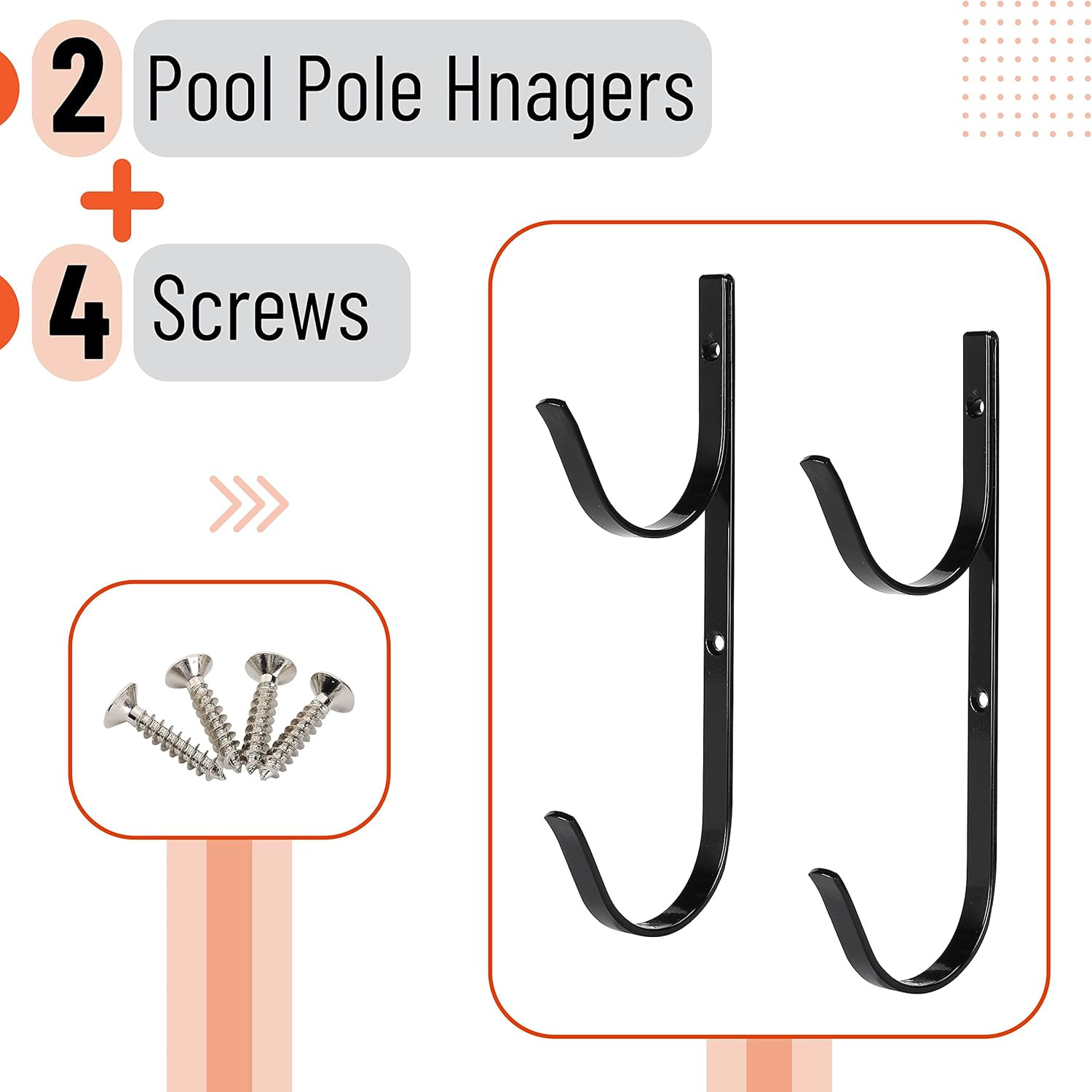 UNCO Pool Pole Hanger – 2 Pack, Pool Equipment Hooks for Poles and Hose, Accesso