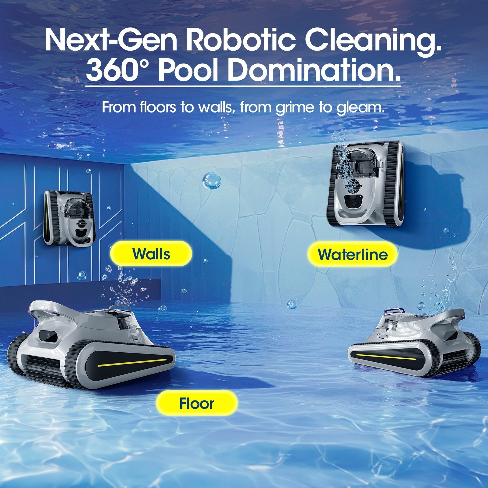 (2026 New) Seauto SAT30 Cordless Robotic Pool Cleaner Wall- Waterline Cleaning