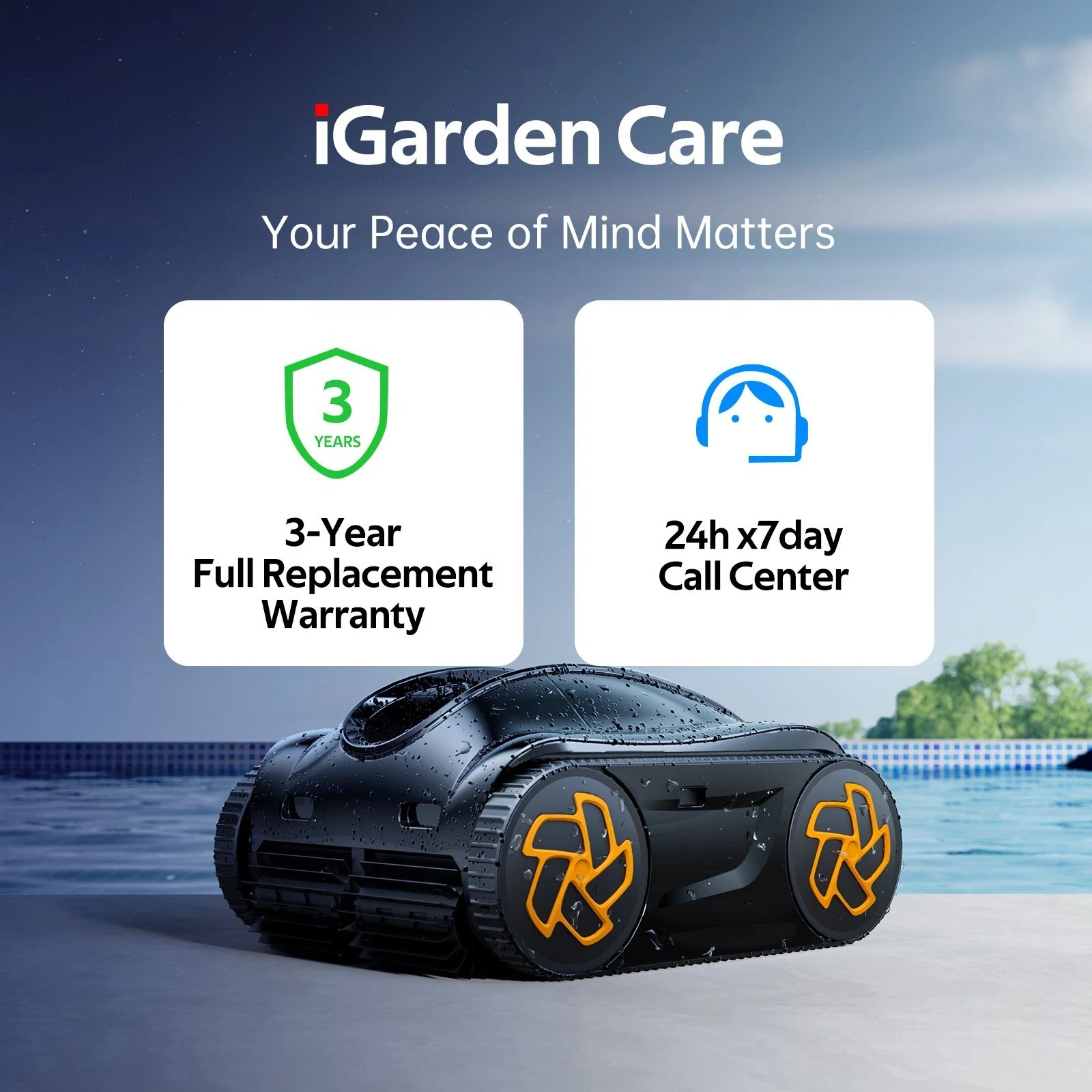 iGarden K55 330Min Runtime Robotic Pool Cleaner Pool Vacuum Clean For Inground