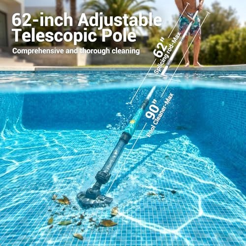 Cordless Handheld Pool Vacuum 18V 60 Minute Runtime Above Ground Inground Spa