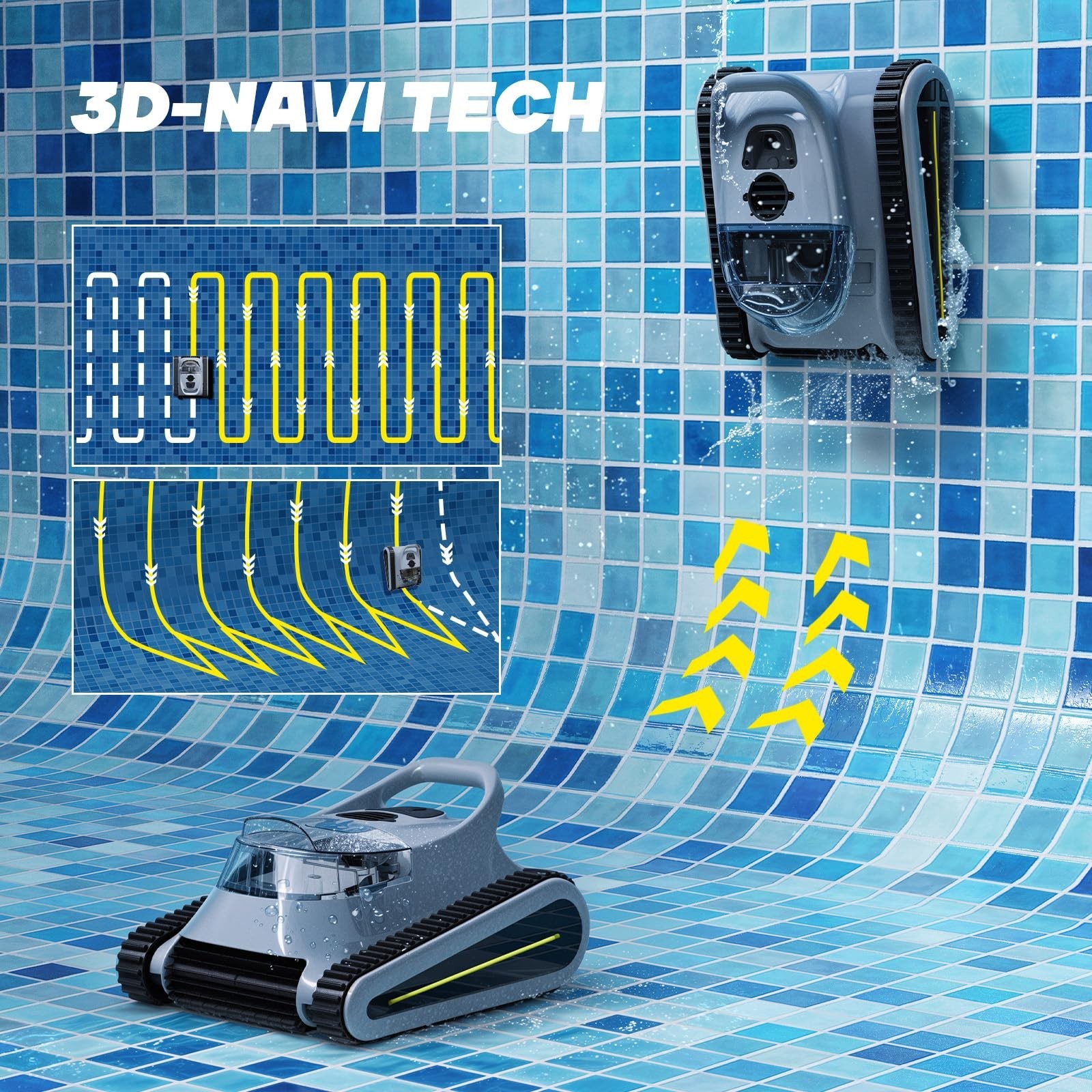 Pool Vacuum for Inground Pools Cordless Robotic Pool Cleaner APP Control Grey