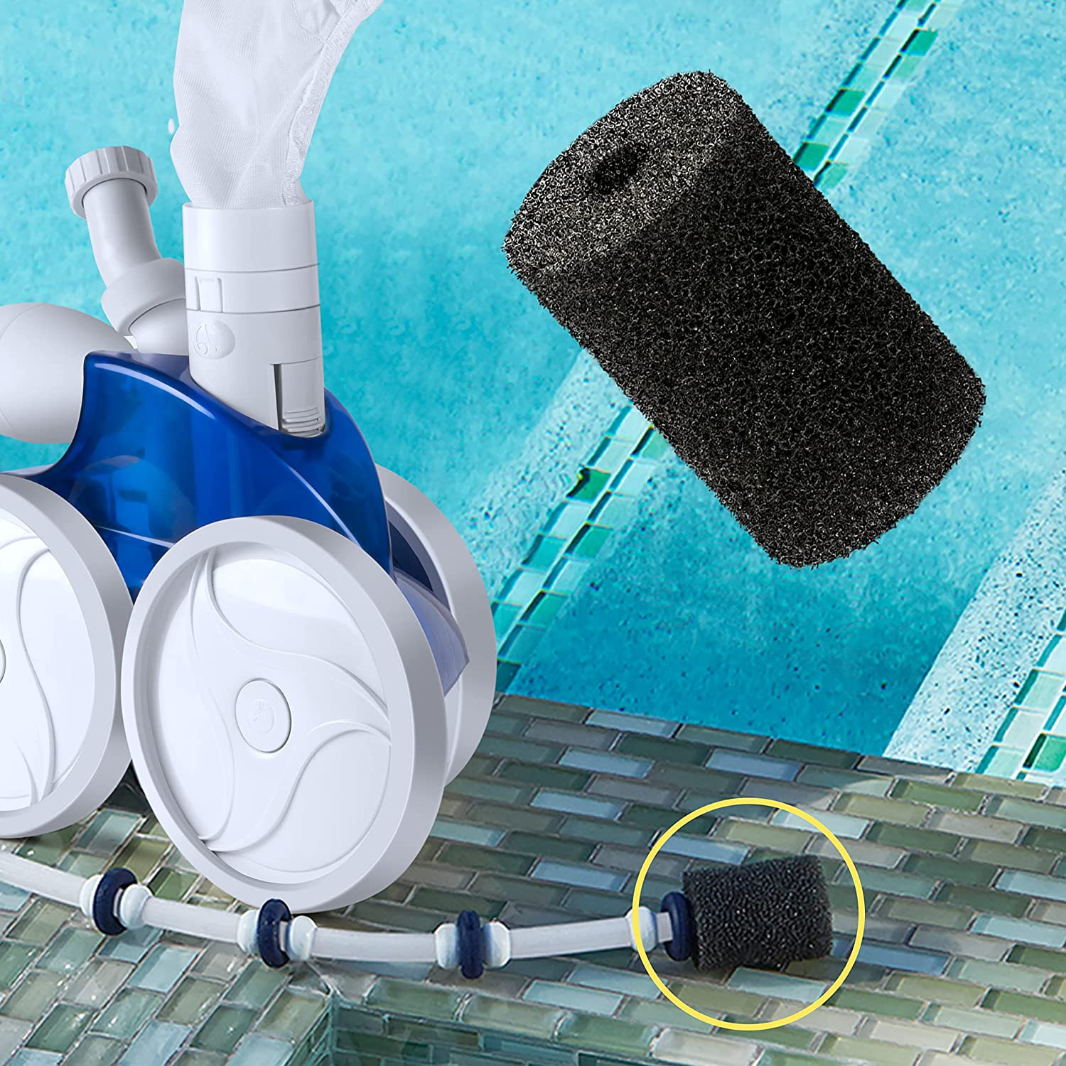 For Polaris Pool Cleaner Parts, 12 Pack Sweep Hose Tail Scrubbers Replacement fo