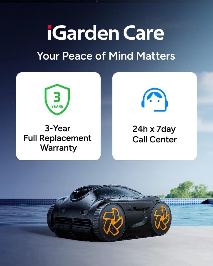 iGarden Cordless Robotic Pool Cleaner Wall Climbing APP Pool Vacuum Cleaner