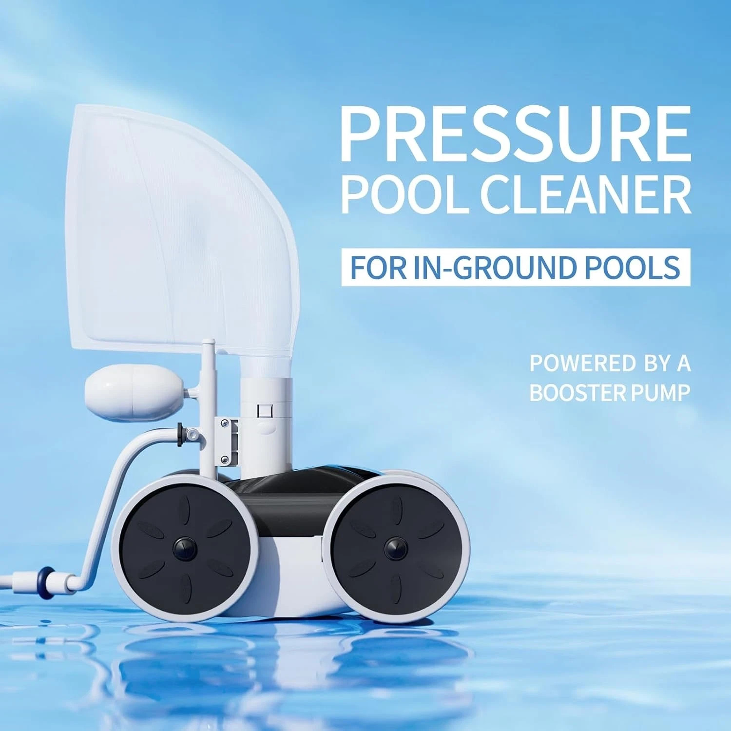 Amptyhub 4-Wheel Professional Pressure Side Sweeper Pool Cleaner