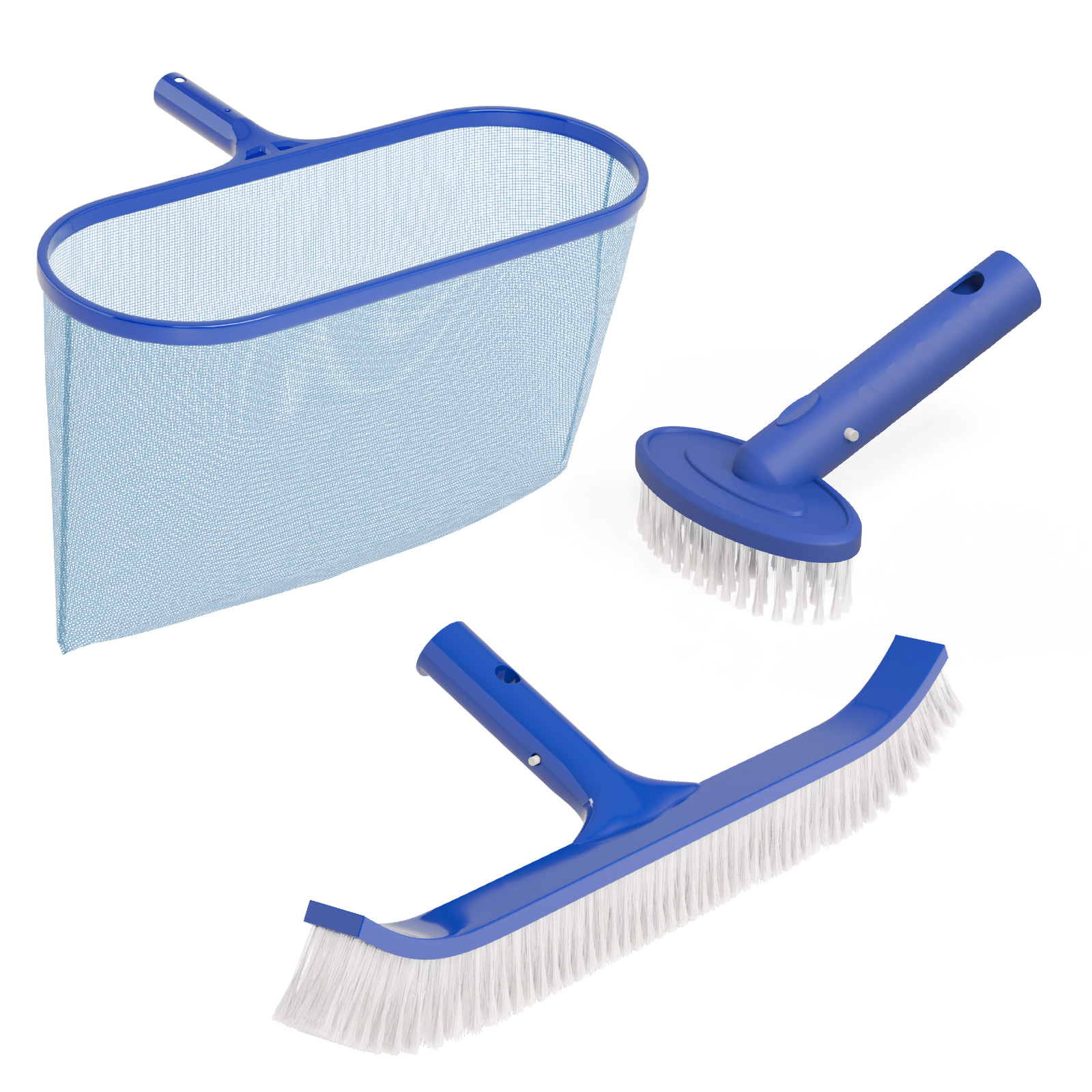 Outdoor Portable 3 Piece Swimming Pool Cleaning Maintenance Kit with Net, Brush