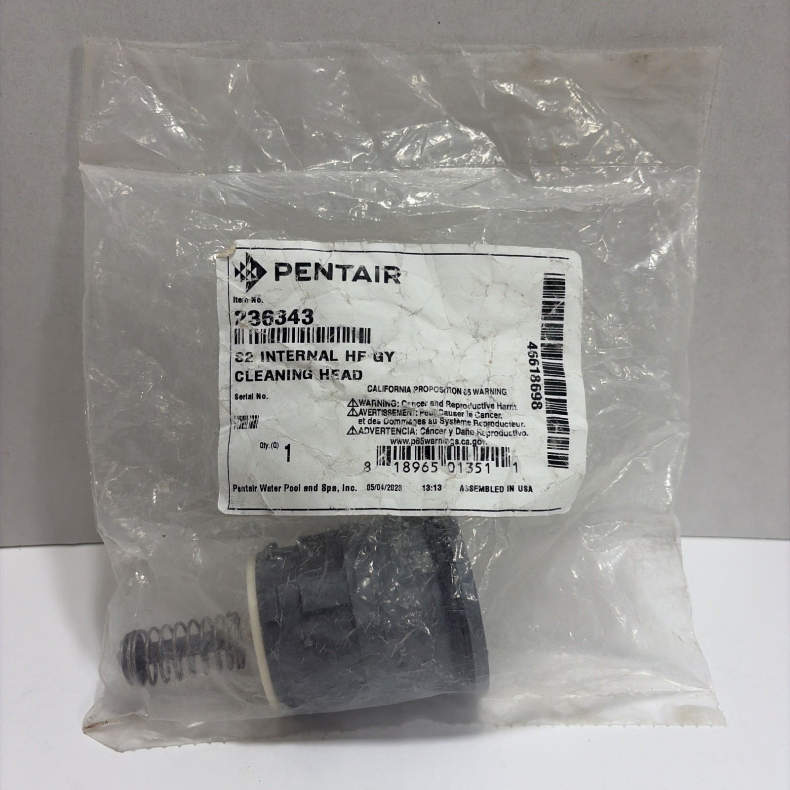 NEW 236343 Cleaning Head Pentair Water Pool And Spa Grey