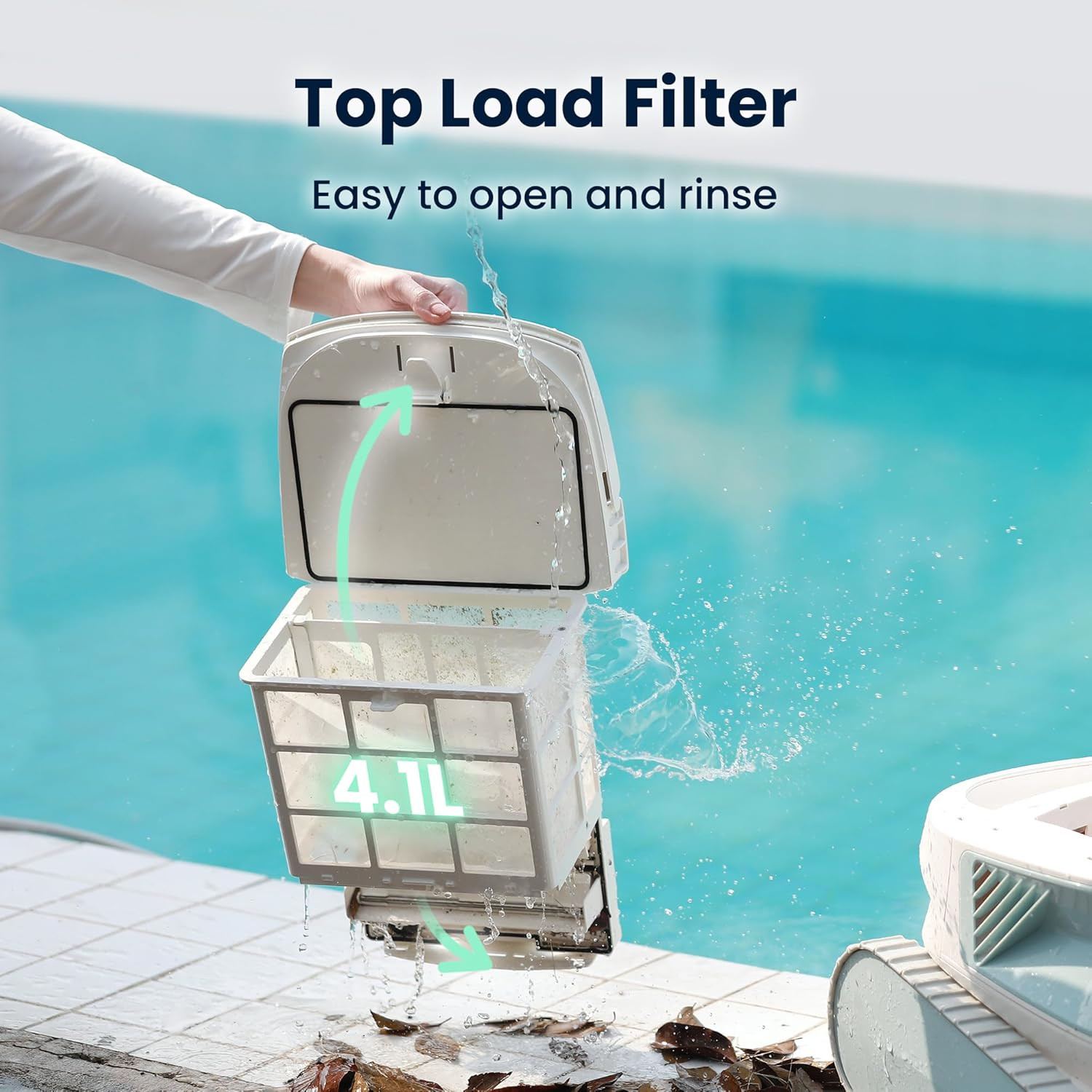 Hydro 4SE Robotic Pool Cleaner, S-Shaped Path/Auto Wall/Waterline Cleaning, 40FT