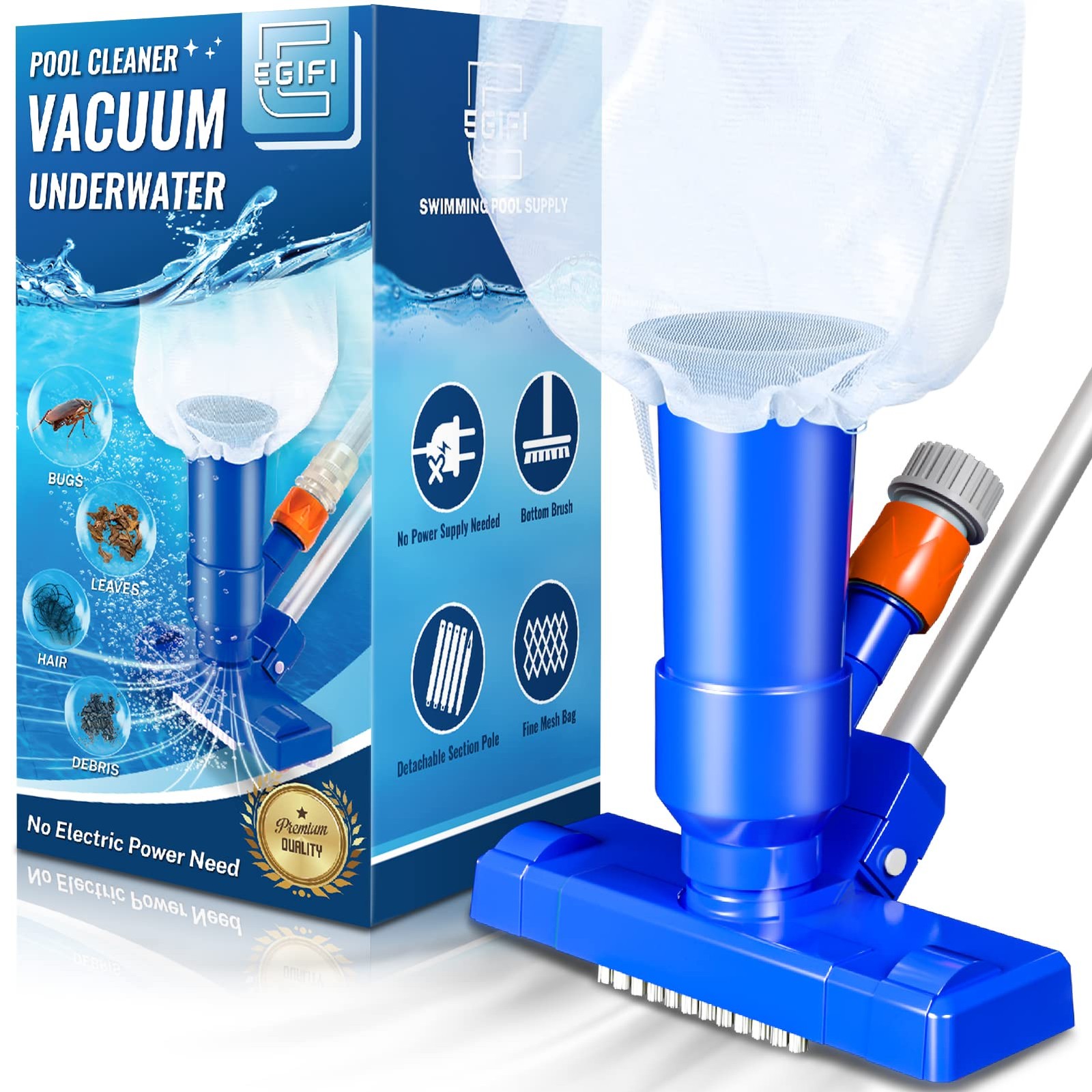 EGIFI Portable Pool Vacuum Pure Blue