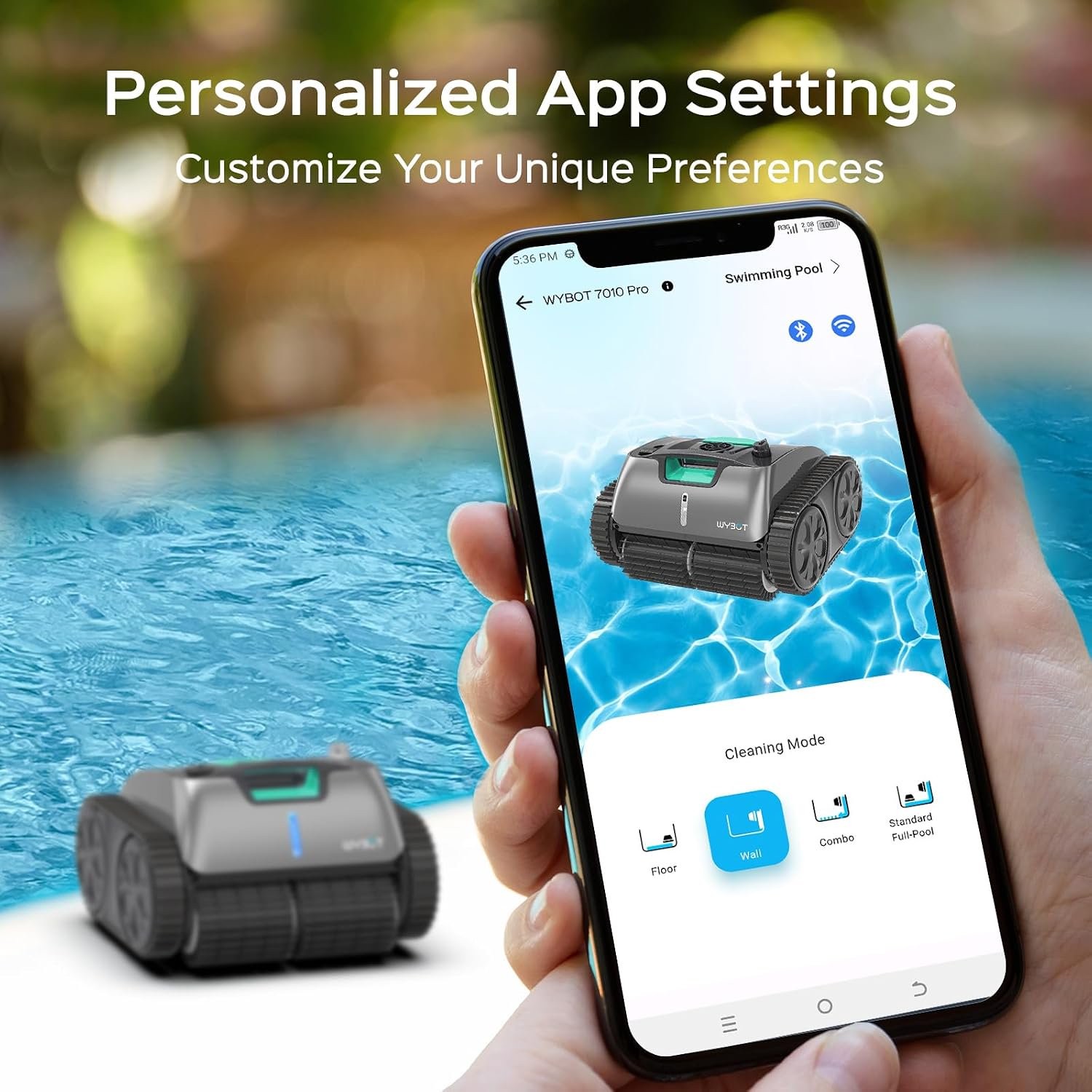 WYBOT C1PRO Pool Robot Vacuum, Smart APP Support, Auto Wall & Waterline Clean A