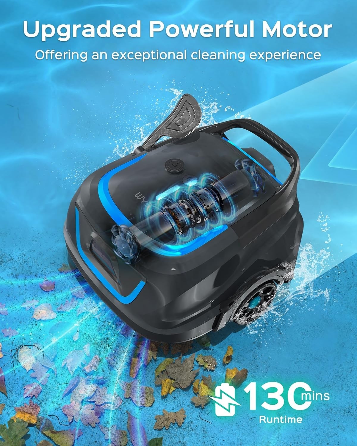 A1 Robotic Pool Vacuum – Dual-Layer Filtration, 130-Min Runtime, Klein Blue