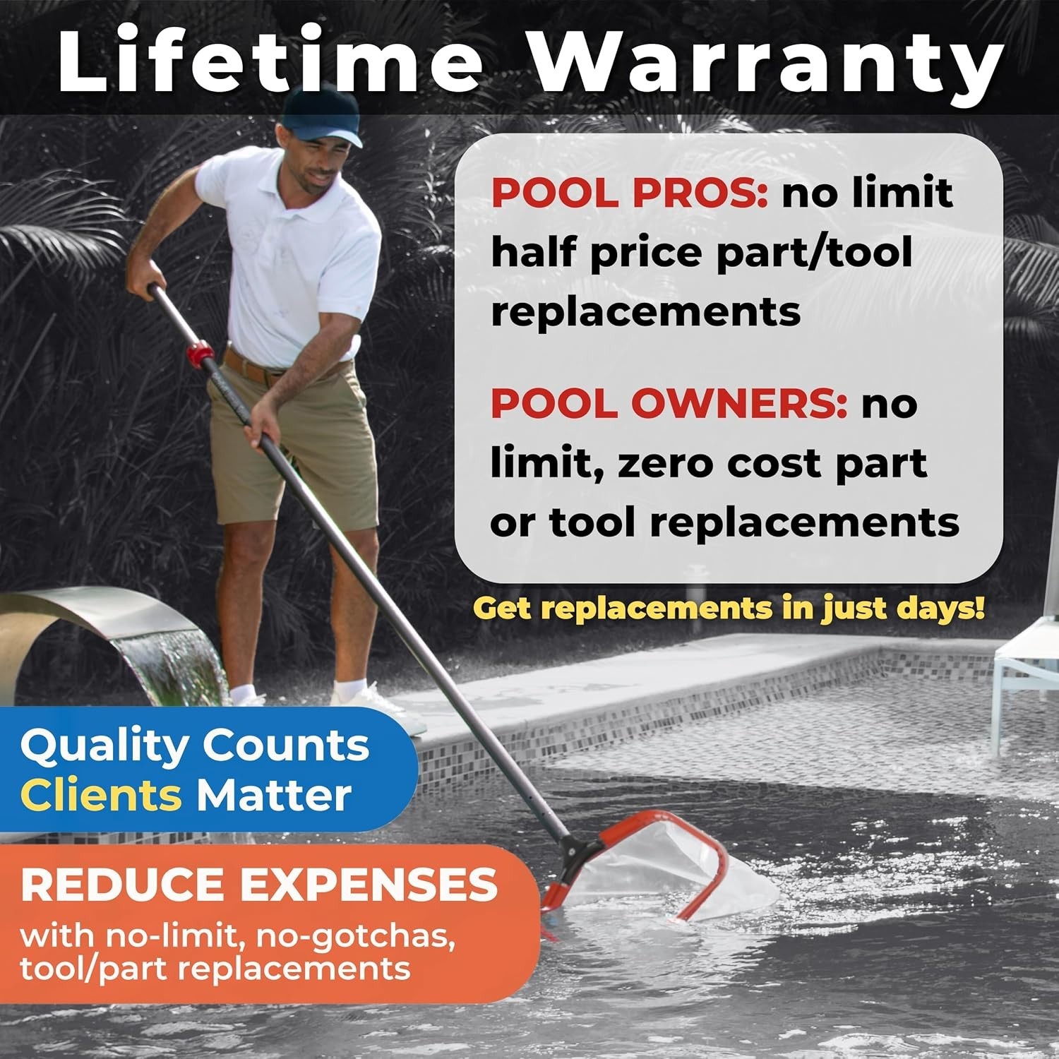 Winged Aluminum Pool Silt Net 17.5in – Quick Debris Removal +
