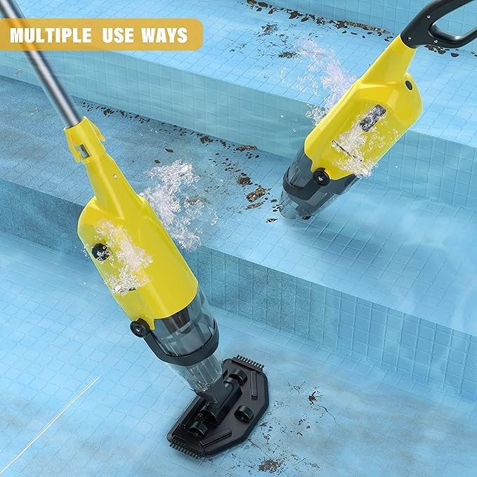 3-IN-1 Cordless Pool Vacuum Rechargeable Handheld Pool Cleaner Runtime 60 Mins