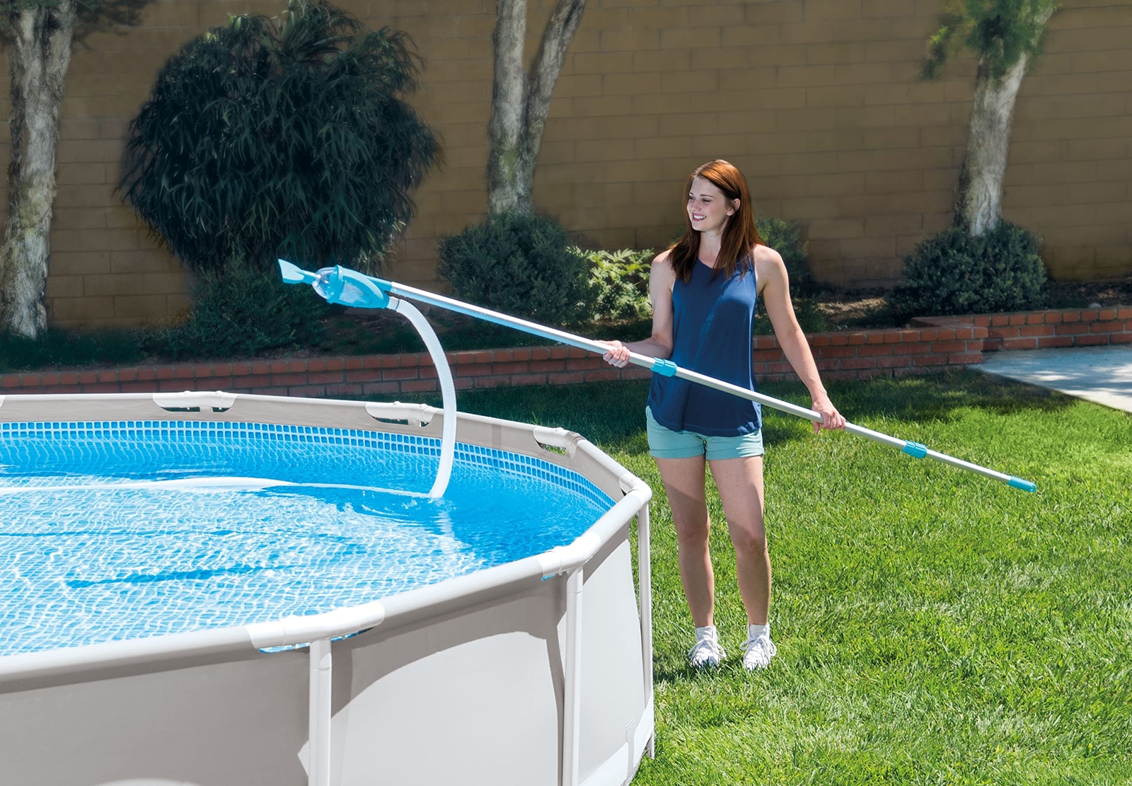 Intex Deluxe Pool Vacuum Maintenance Kit with Curved Wall Brush and Pole