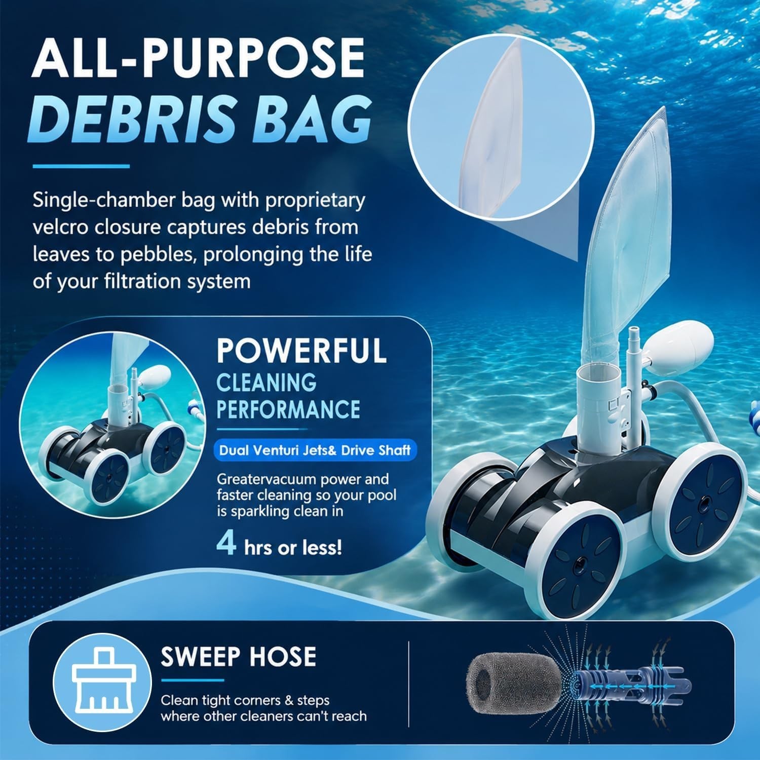 Upgrade Pool Pressure Side Sweeper NEW IN BOX (READ PLEASE)