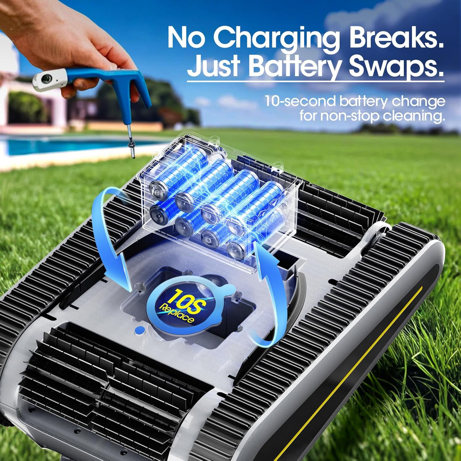 Automatic Pool Vacuum Robotic Pool Cleaner 3 Cleaning Modes to 2150 Sq. Ft