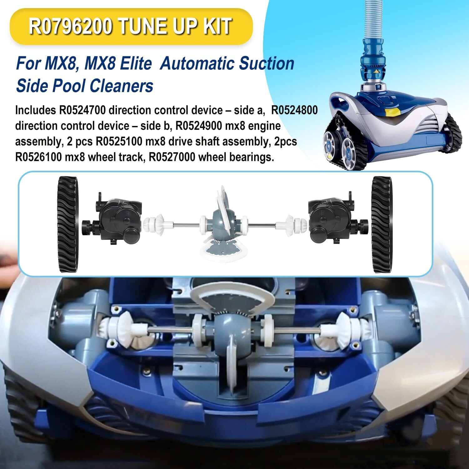 Barracuda MX8 Tune Up Rebuild Kit for Zodiac MX8 Elite MX6 Pool Cleaner R0796200