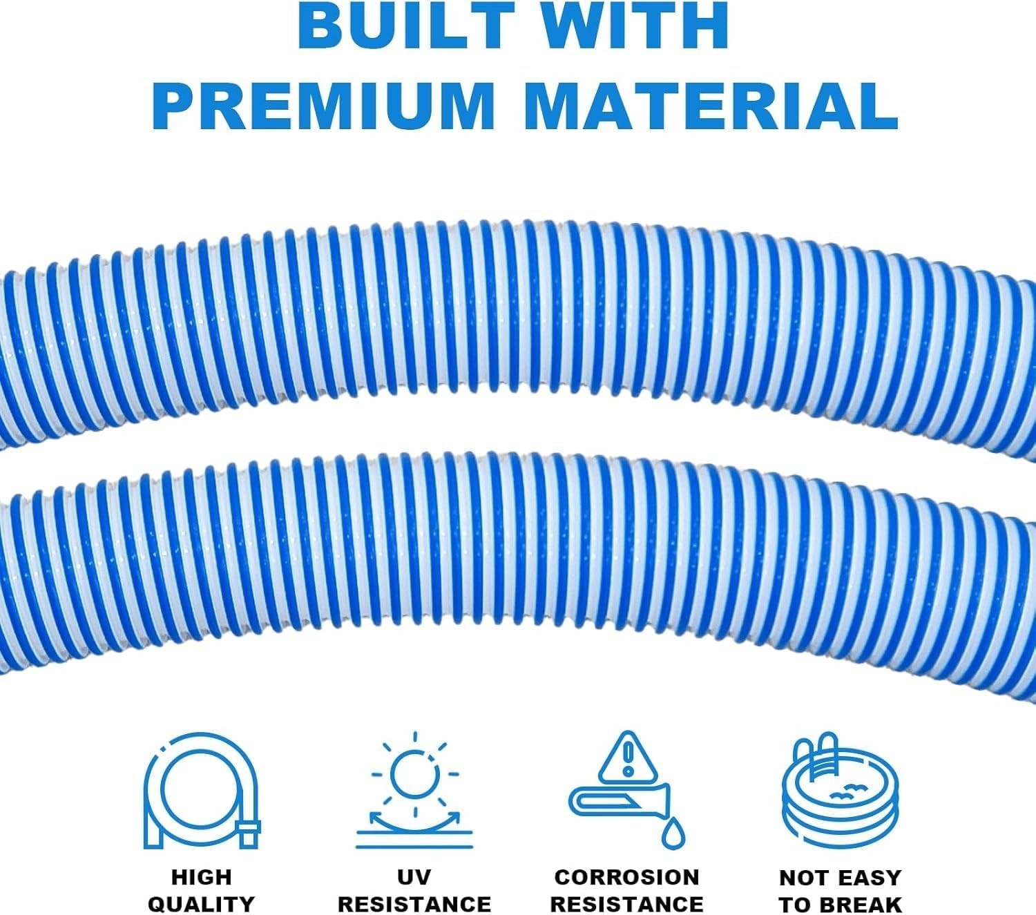 Pool Vacuum Hose 2-Pack, 40″ Spiral-Wound, Blue
