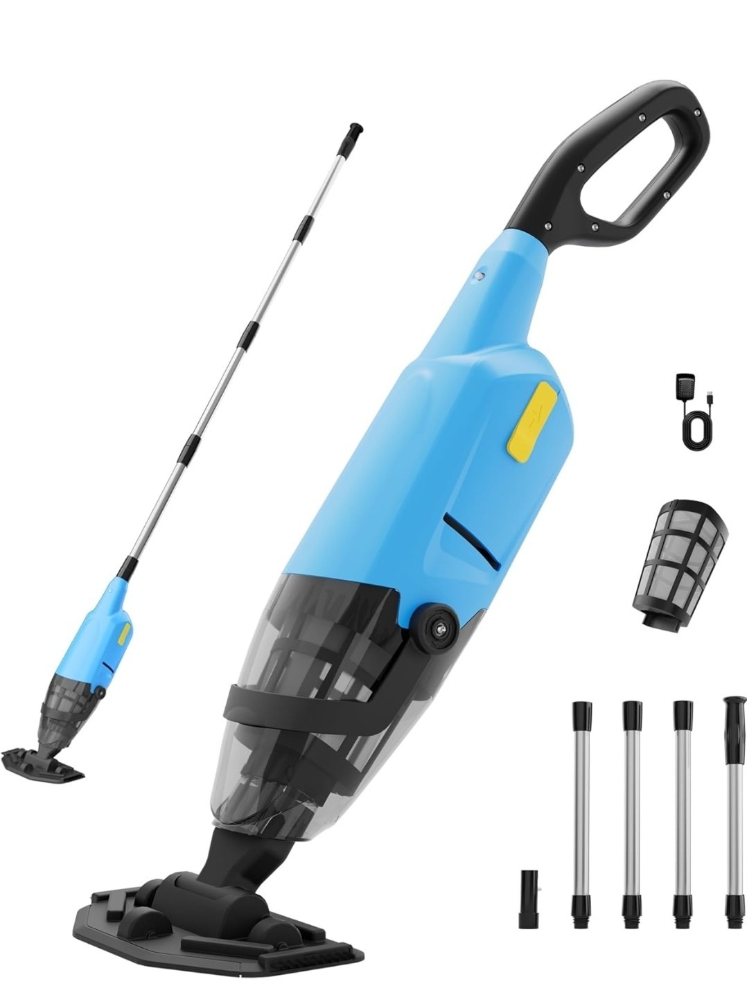 Rechargeable Handheld Telescopic Pool Vacuum 30W 18 GPM 1.1L 60 Min