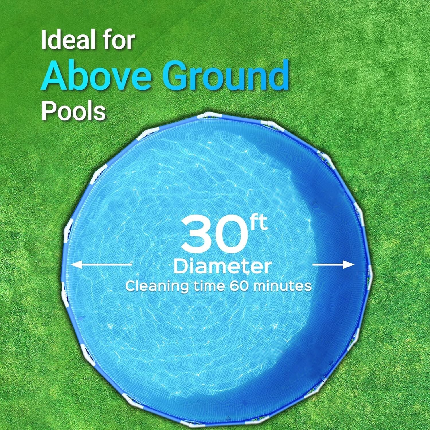 Automatic Pool Vacuum | Cordless Robotic Pool Cleaner (60 Mins) Flat Bottom