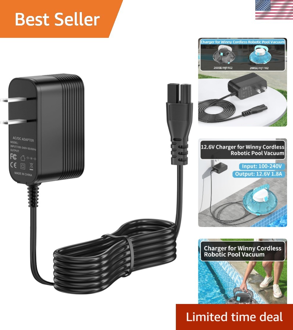 Secure 12.6V AC Charger Compatible with Winny 200 SE HJ1102 Robotic Pool Cleaner