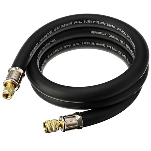 HVAC Refrigerant Charging Vacuum Hose, 6 ft, 800 Psi 3/8″ to 1/4″ Fittings