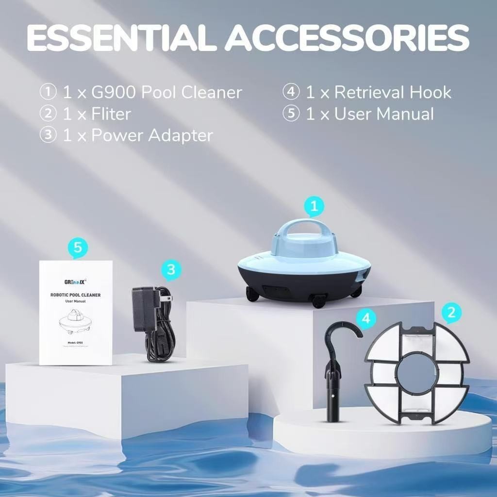 SEAUTO UFO Cordless Pool Cleaner Robot For In-Ground Pools 60 Mins Runtime Floor