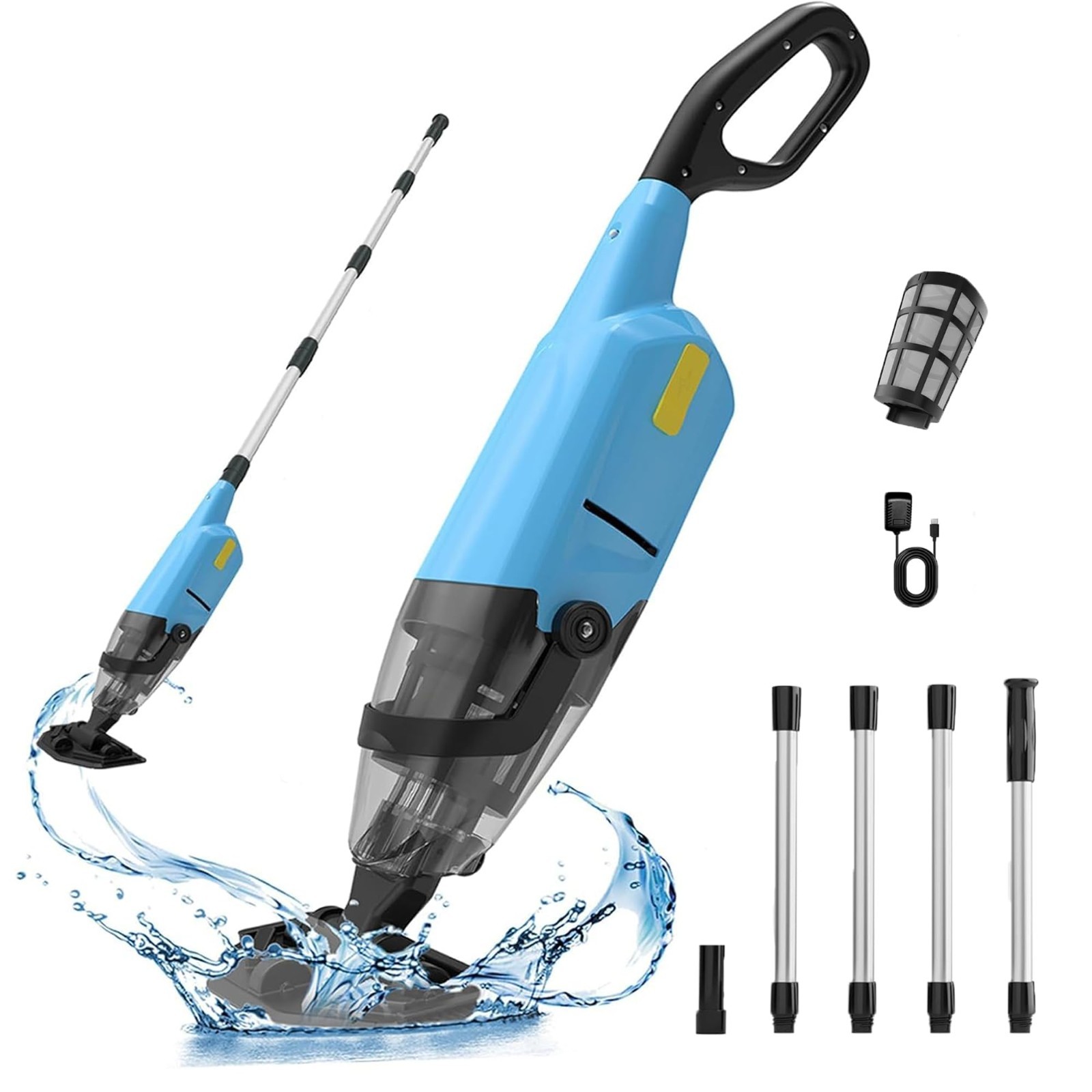 Cordless Pool Vacuum for Above Ground Pool Handheld Pool Cleaner Rechargeable