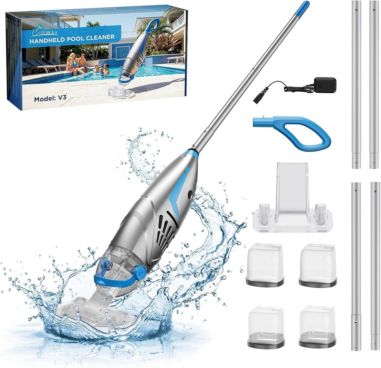 V3 Pool Vacuum for Pebbles & Algae – 118 Inch Depth Cleaning