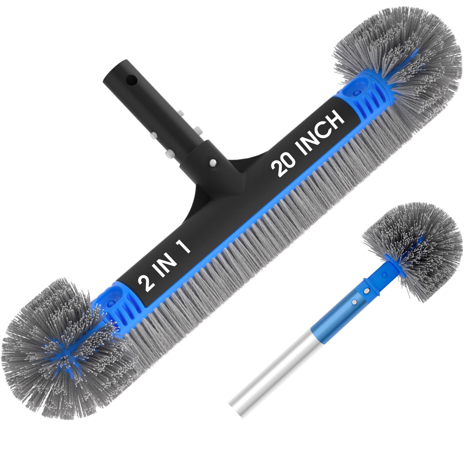 20” 2 in 1 Pool Brush Head Cobweb Duster Heavy Duty Pool Cleaning Detachable…