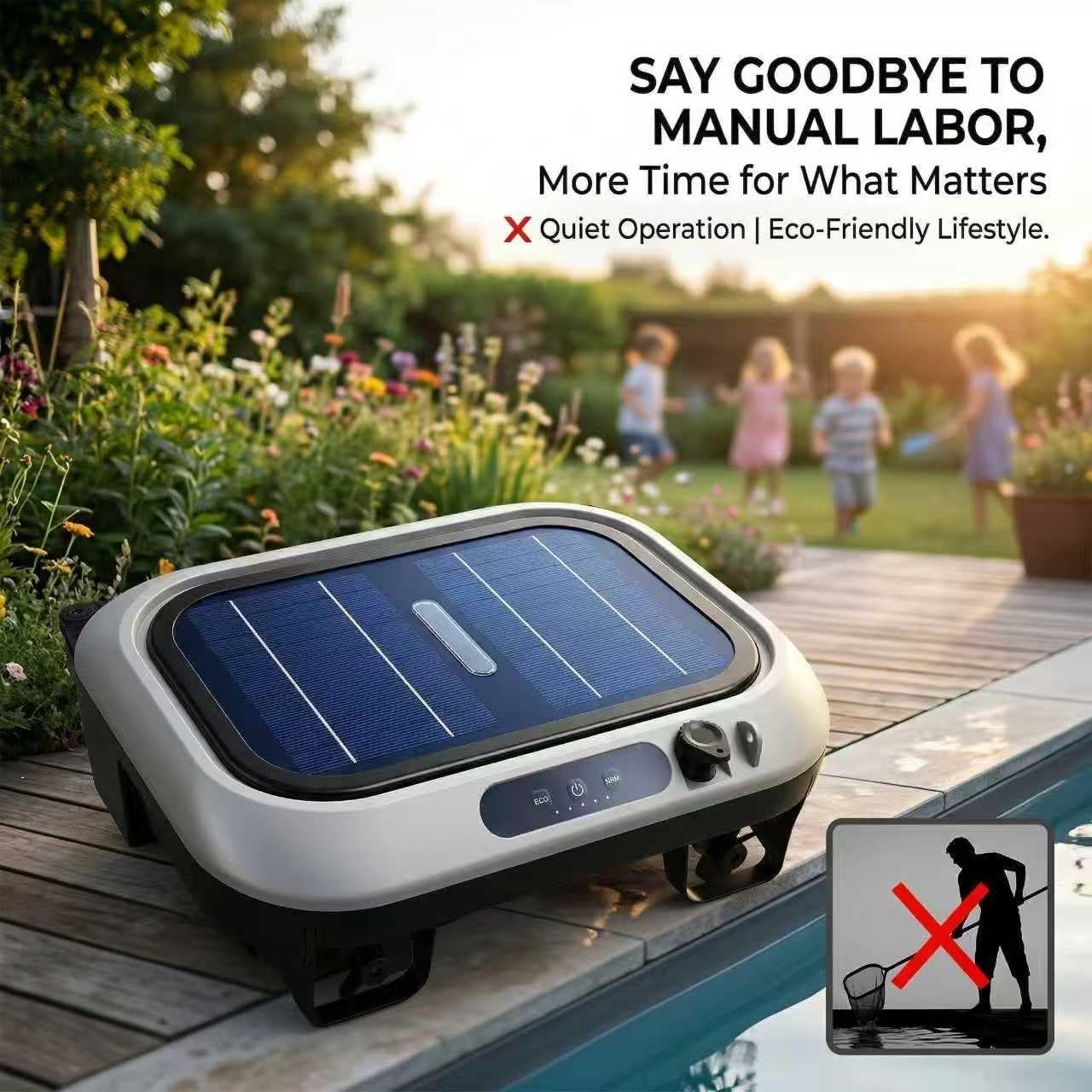 Automatic Robotic Pool Vacuum Cleaner Skimmer Solar Powered