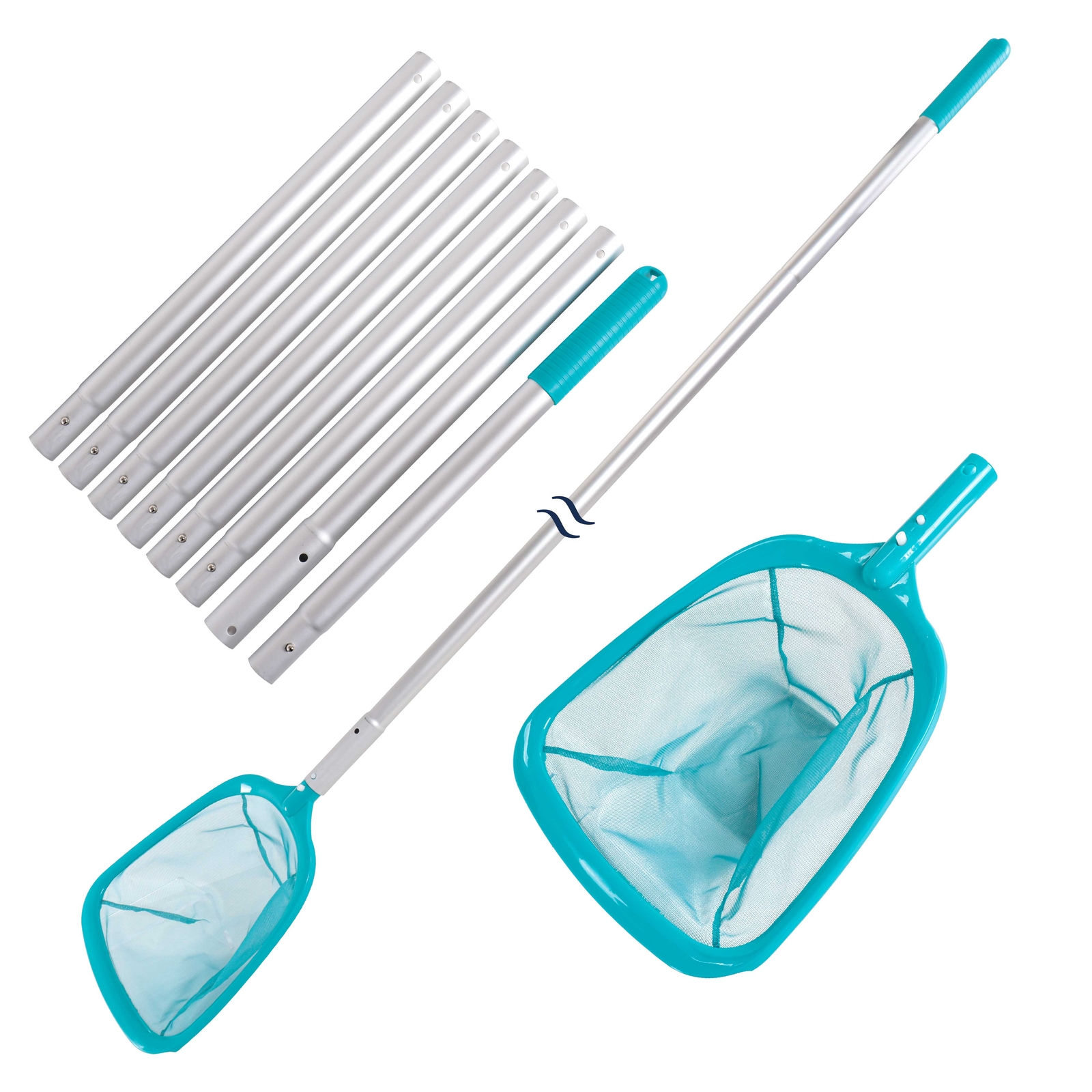 11.5 Ft Swimming Pool Leaf Skimmer Net, Telescopic Aluminum Pole, 6″ Fine Mesh