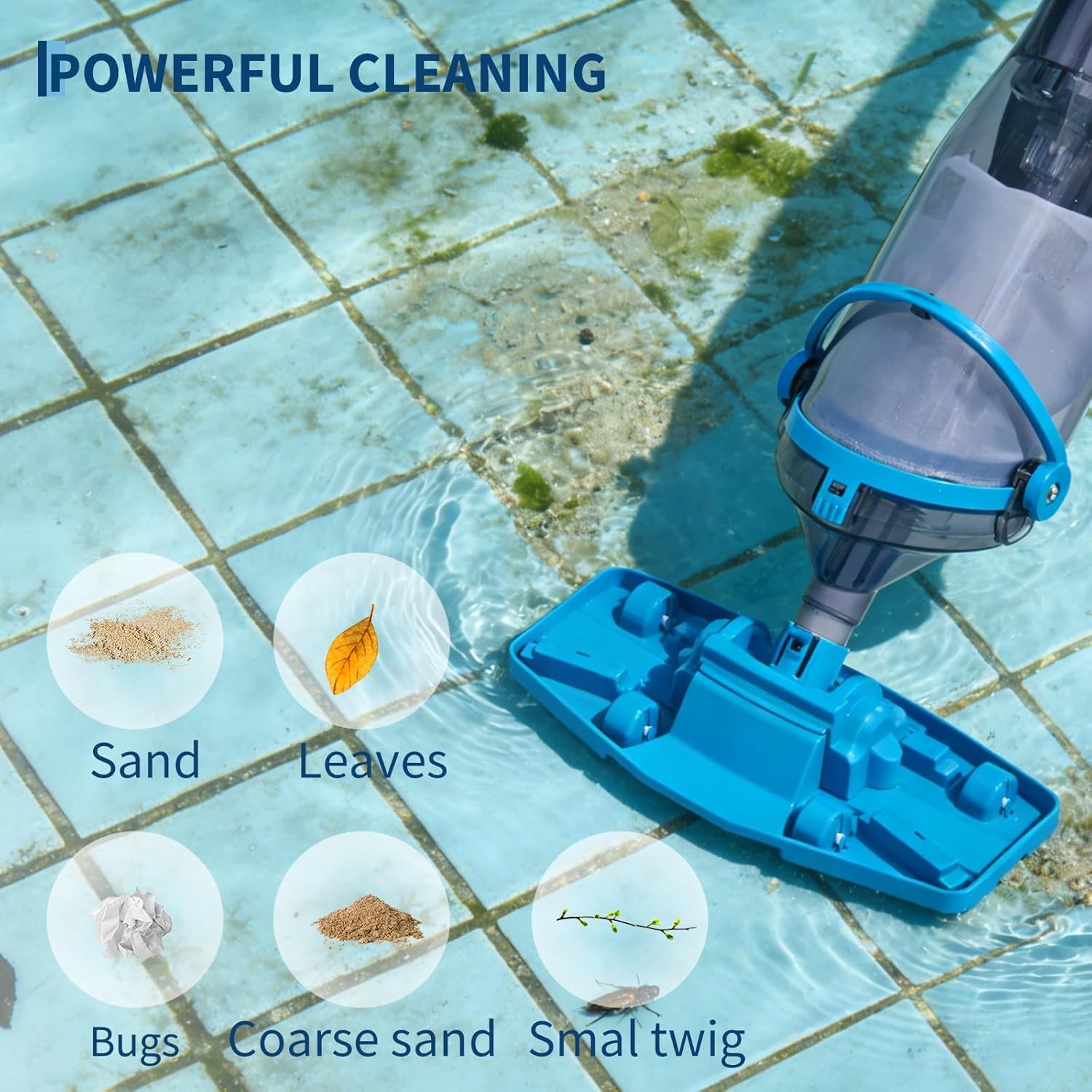 Cordless Rechargeable Pool Vacuum 18.5 GPM Handheld Cleaner with Telescopic Pole
