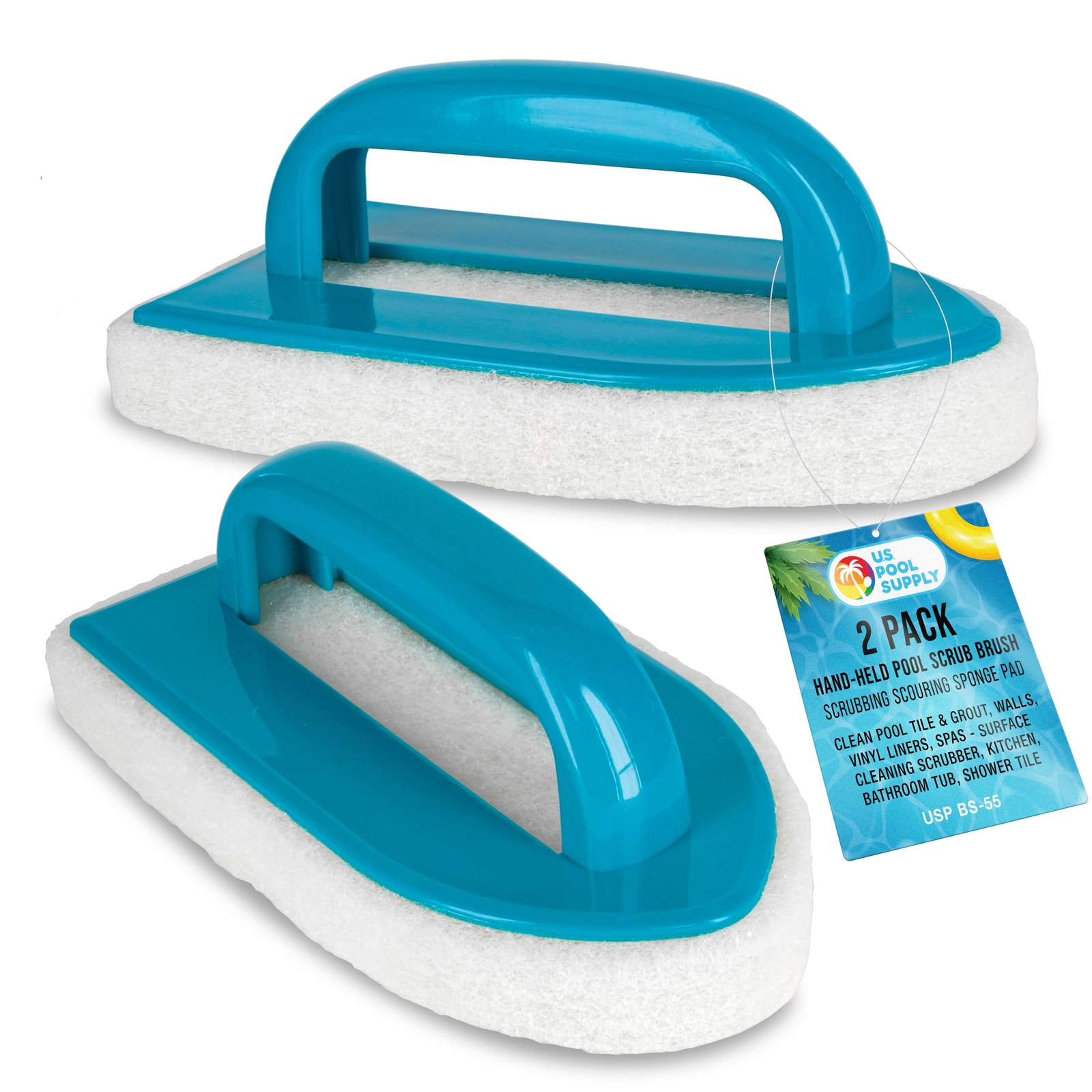 2 U.S. Pool Supply Pool Scrub Brushes – Scrubbing Pads, Clean Tile Scrubber