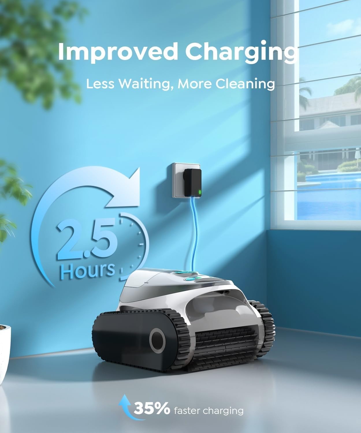 BRINBO C1 Cordless Robotic Pool Cleaner for Inground Pools – Off-White