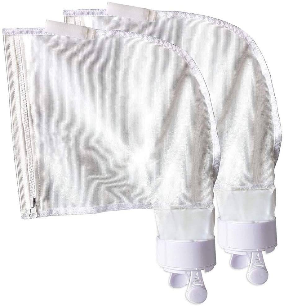 Spa Part Nylon Mesh Pool Cleaner All Purpose Bag – 2 pack zipper bag, white
