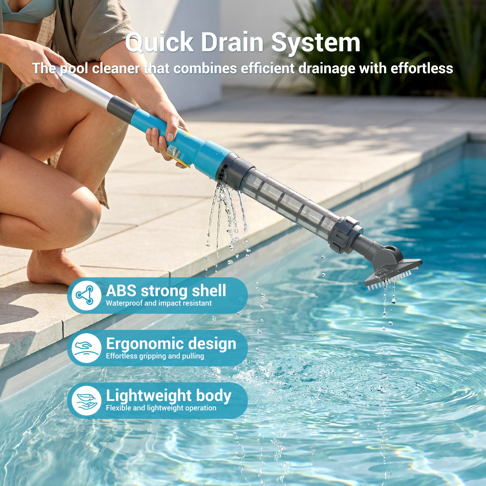 Mutaomay Rechargeable Cordless Pool Vacuum Handheld Cleaner with Extension Pole