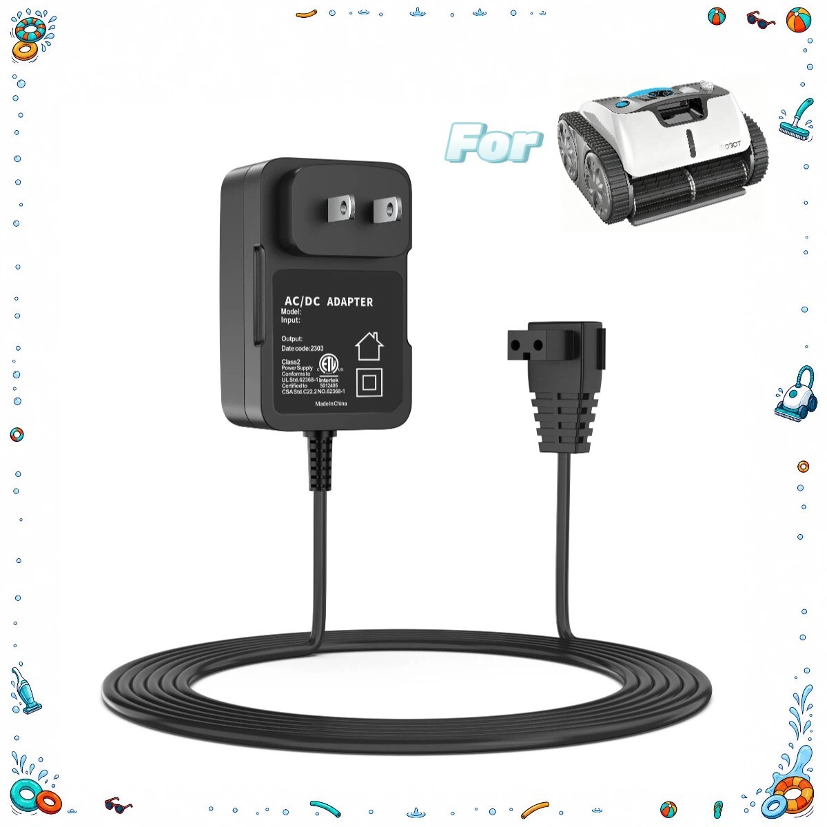 12.6V AC Charger Compatible with Wybot Osprey 700 Pool Cleaner Power Supply Cord