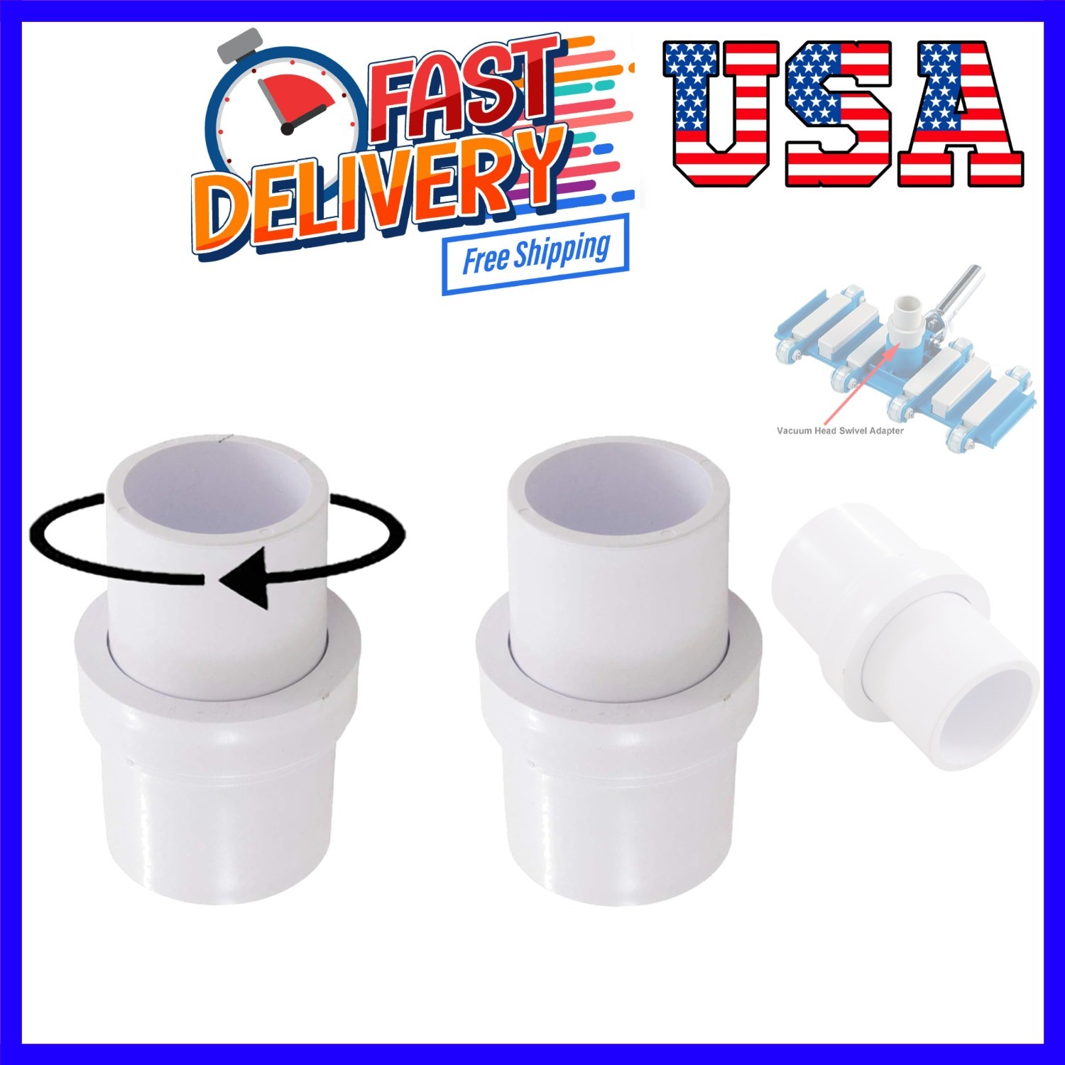 1-1/2″ Pool Vacuum Head Swivel Adapter Connector for Manual Vac Vacuum Head R…