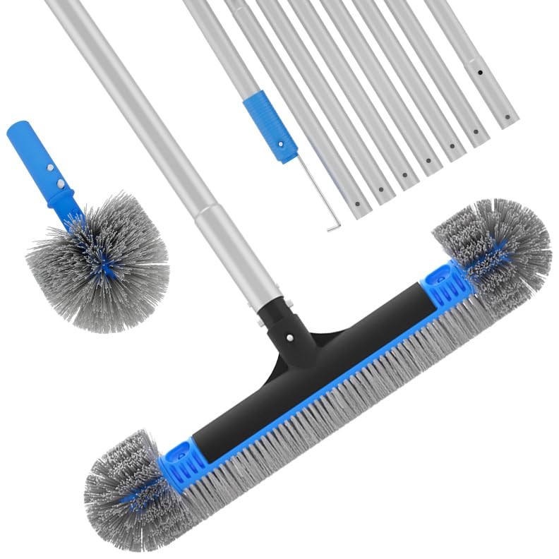 Upgraded Pool Brush Set – 20’’ 2-in-1 Heavy Duty Detachable Round Brush with …