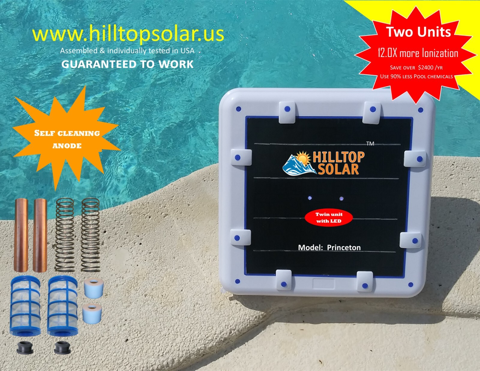Solar Pool Twin Ionizer | Twin anode unit | Self cleaning anode |12X Ionization
