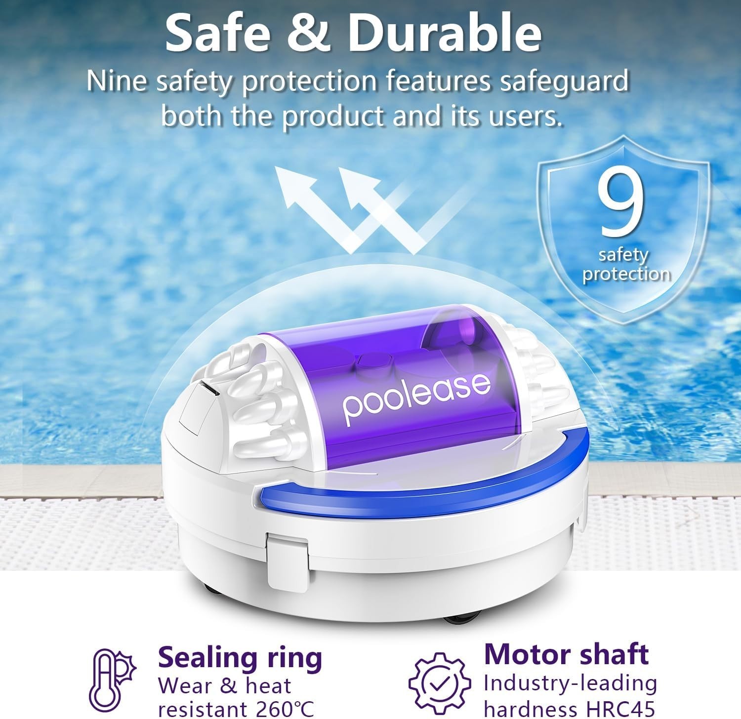 Poolease X1 Cordless Robotic Pool Cleaner Pool Floor 2600mAh 11.1V CE