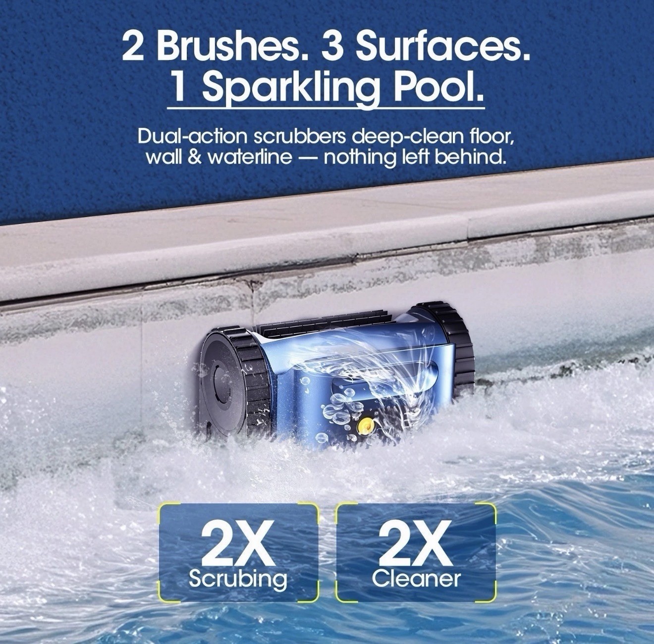Seauto Cordless Robotic Pool Vacuum Cleaner SAT25, Track Drive Sonar Navigation